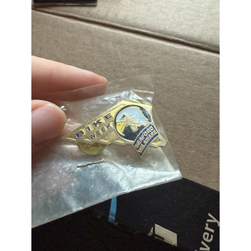 Bike Week Seaford Delaware Motorcycle Pin Delaware Shape